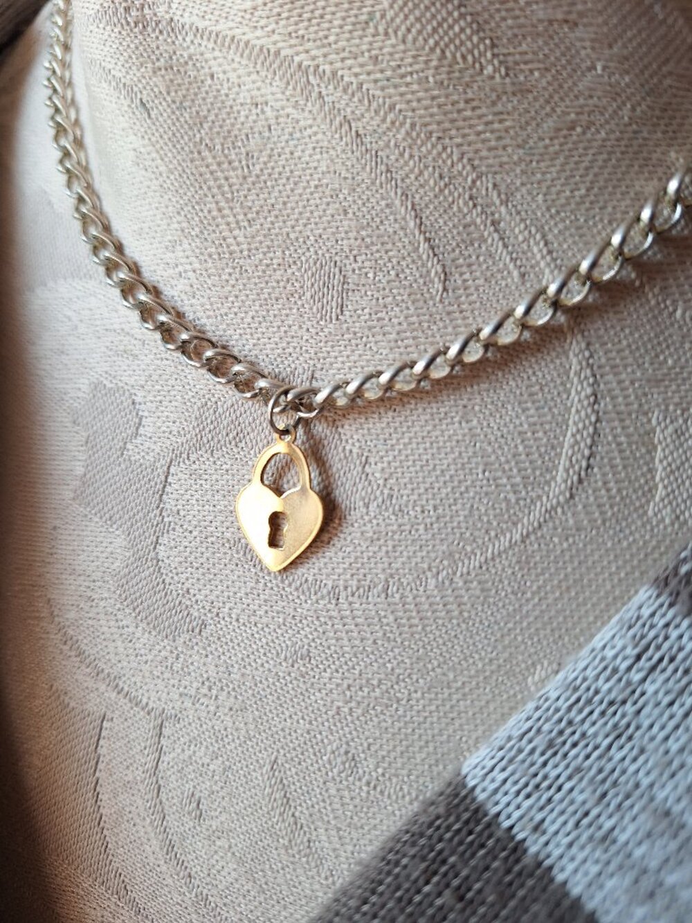 Vintage Heart Lock Pendant on New Chain